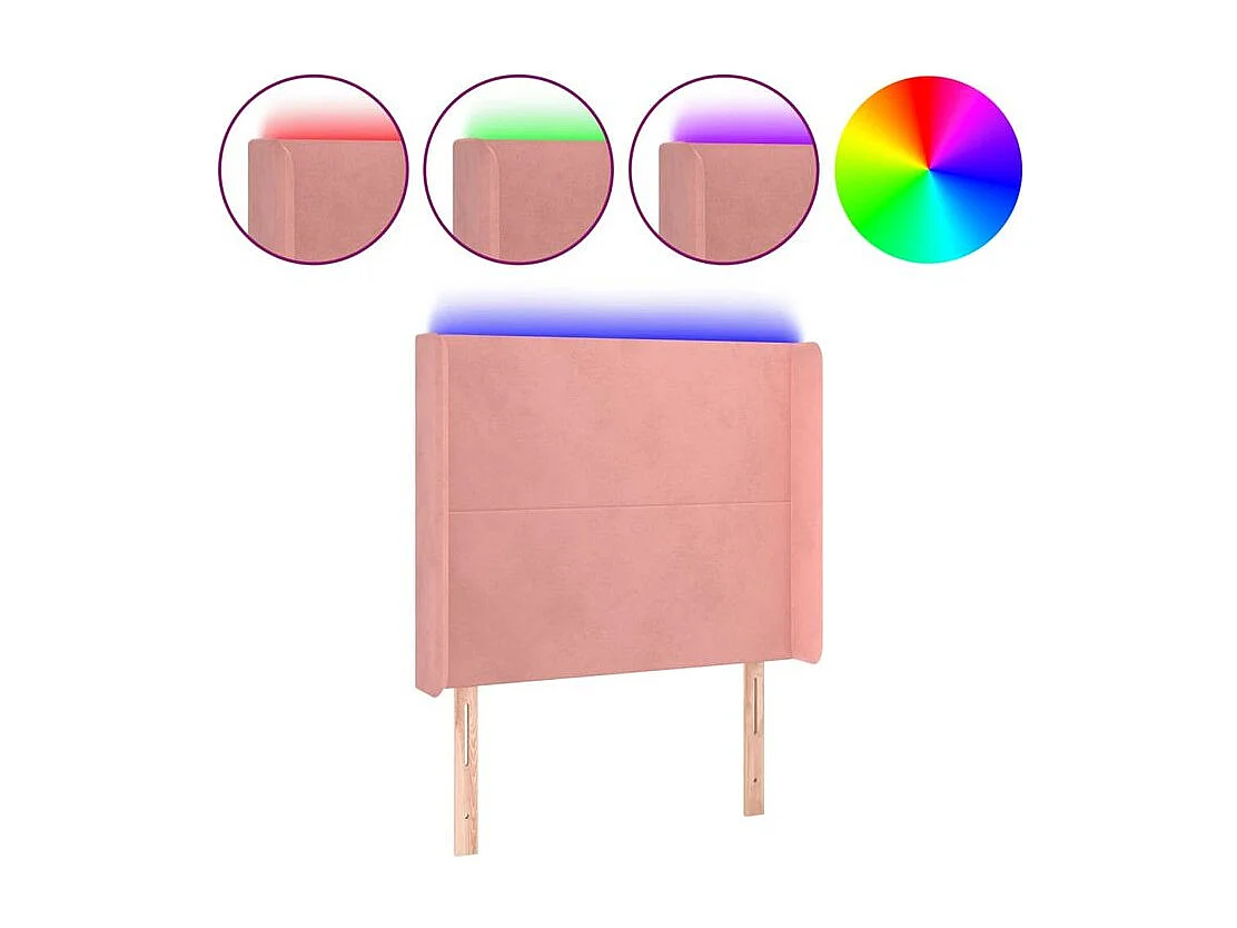 Tête de lit à LED Rose 103x16x118-128 Velours