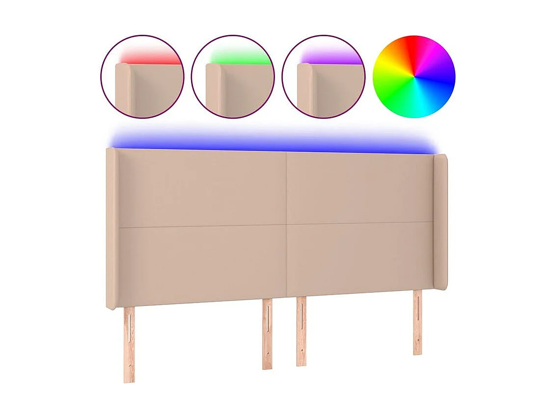 Tête de lit à LED Cappuccino 203x16x118-128 Similicuir