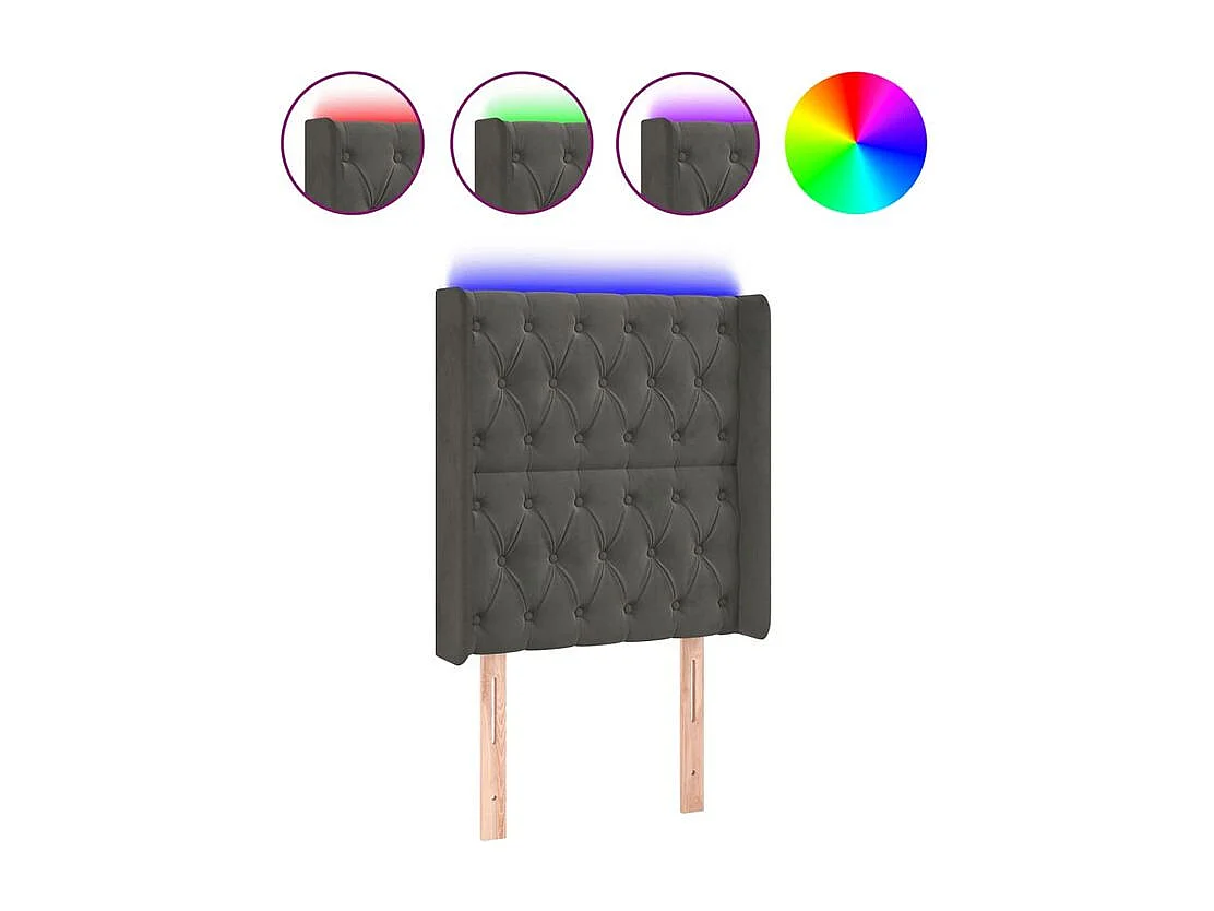 Tête de lit à LED Gris foncé 83x16x118-128 Velours