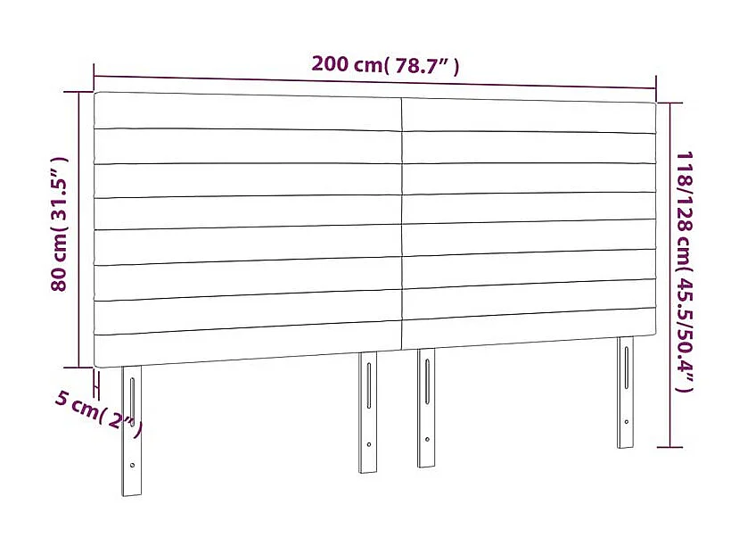 Tête de lit à LED Vert foncé 200x5x118-128 Velours