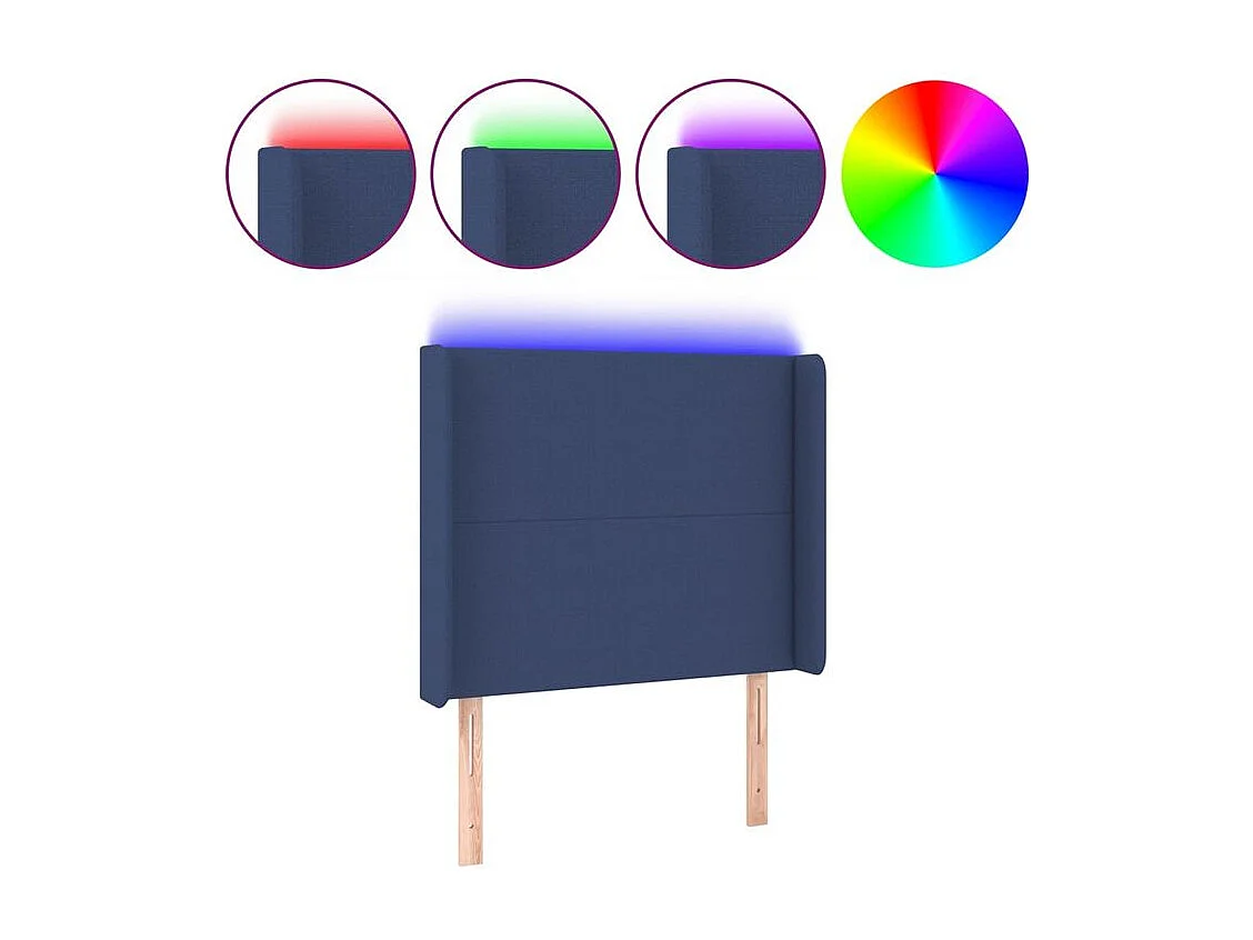 Tête de lit à LED Bleu 93x16x118-128 Tissu