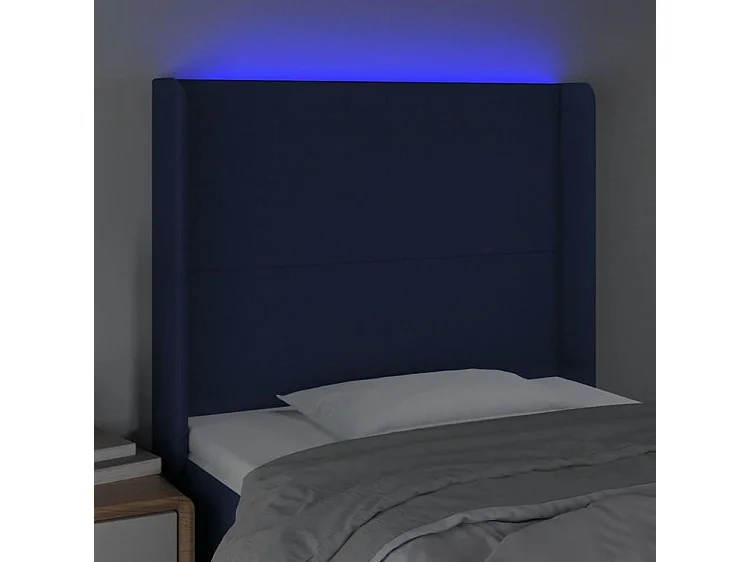 Tête de lit à LED Bleu 93x16x118-128 Tissu