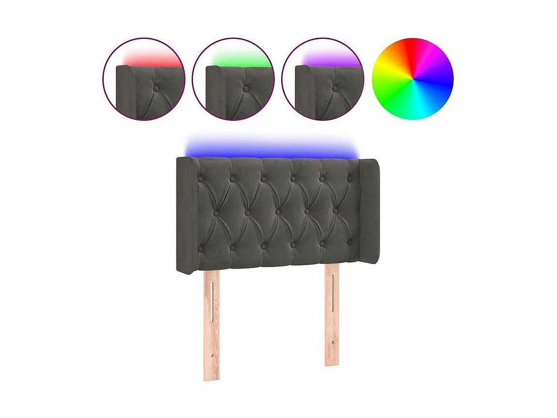 Tête de lit à LED Gris foncé 83x16x78-88 Velours