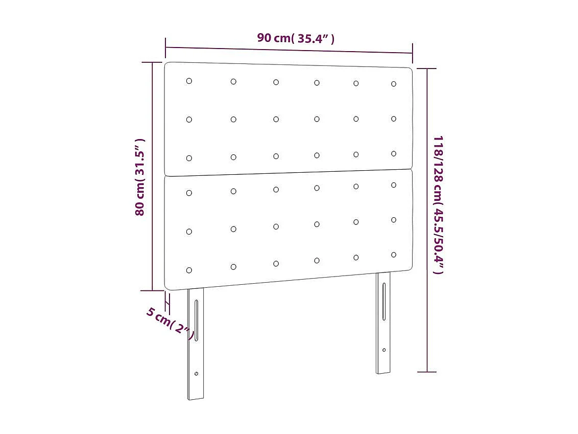 Tête de lit à LED Crème 90x5x118-128 Tissu