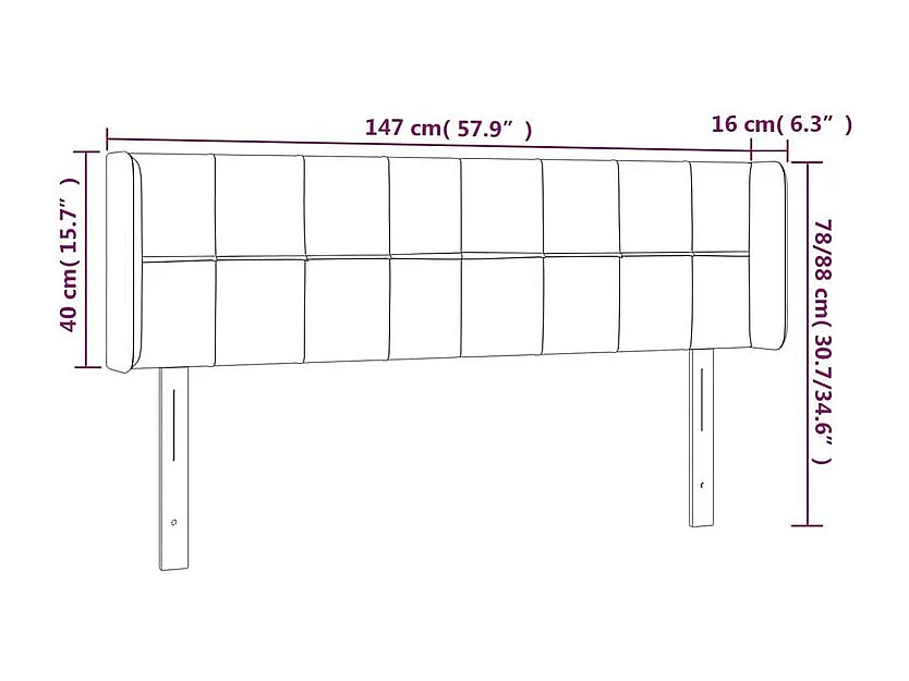 Tête de lit à LED Gris clair 147x16x78-88 Velours