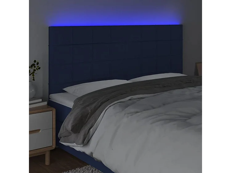Tête de lit à LED Bleu 160x5x118-128 Tissu