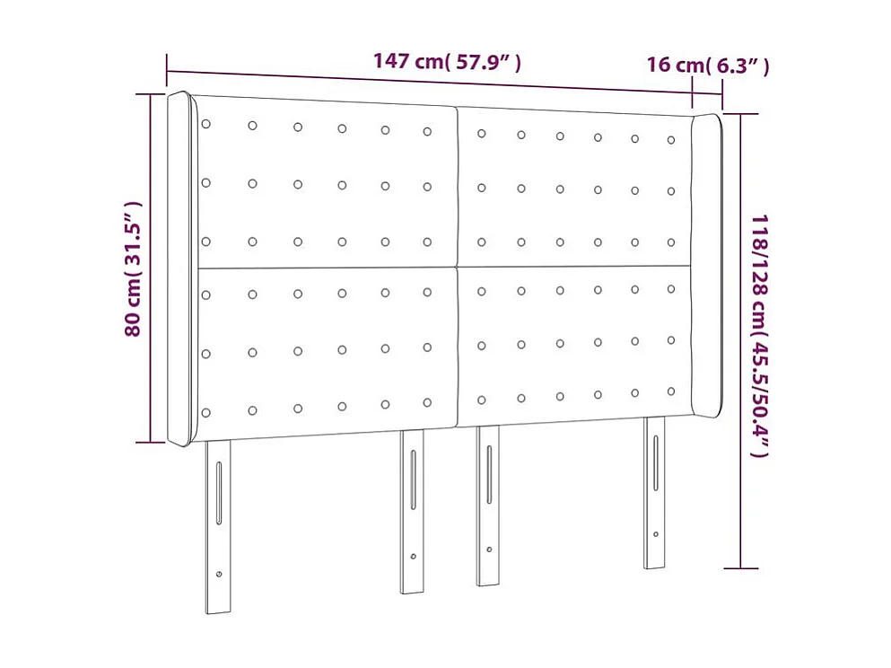 Tête de lit à LED Noir 147x16x118-128 Similicuir