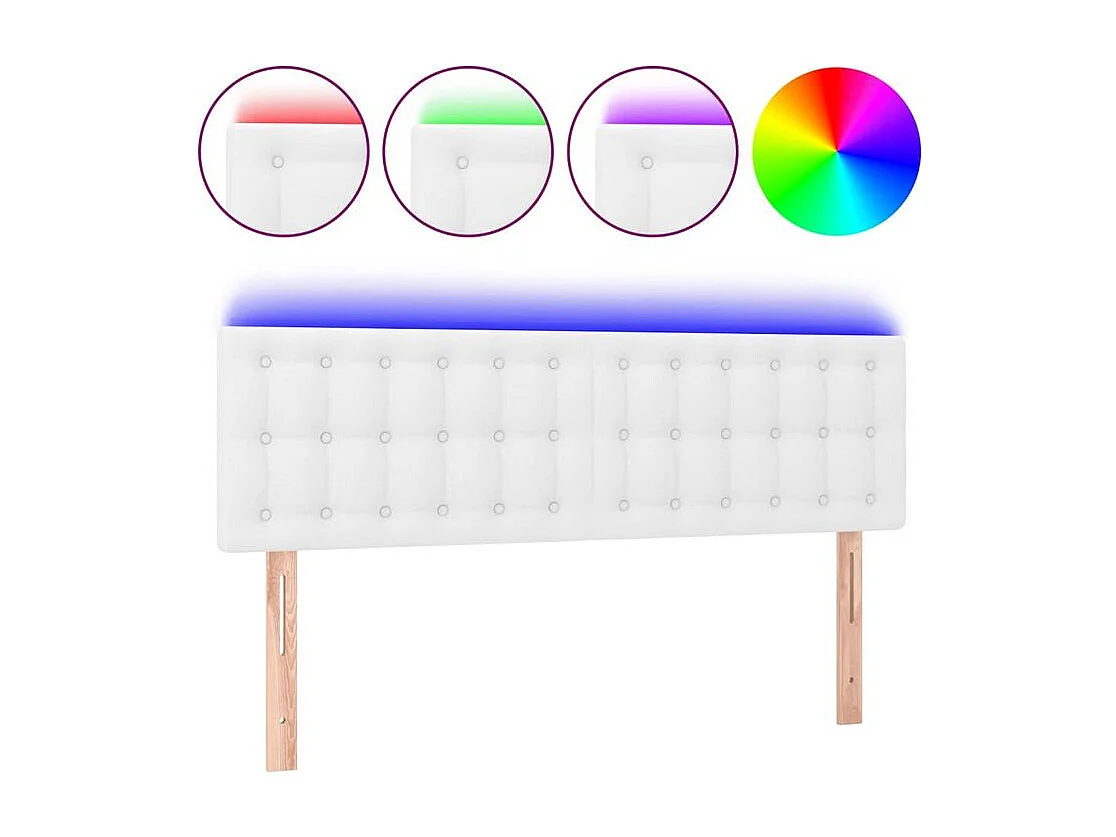 Tête de lit à LED Blanc 144x5x78-88 Similicuir