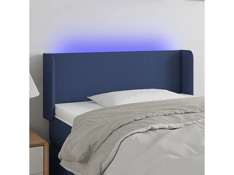Tête de lit à LED Bleu 83x16x78-88 Tissu
