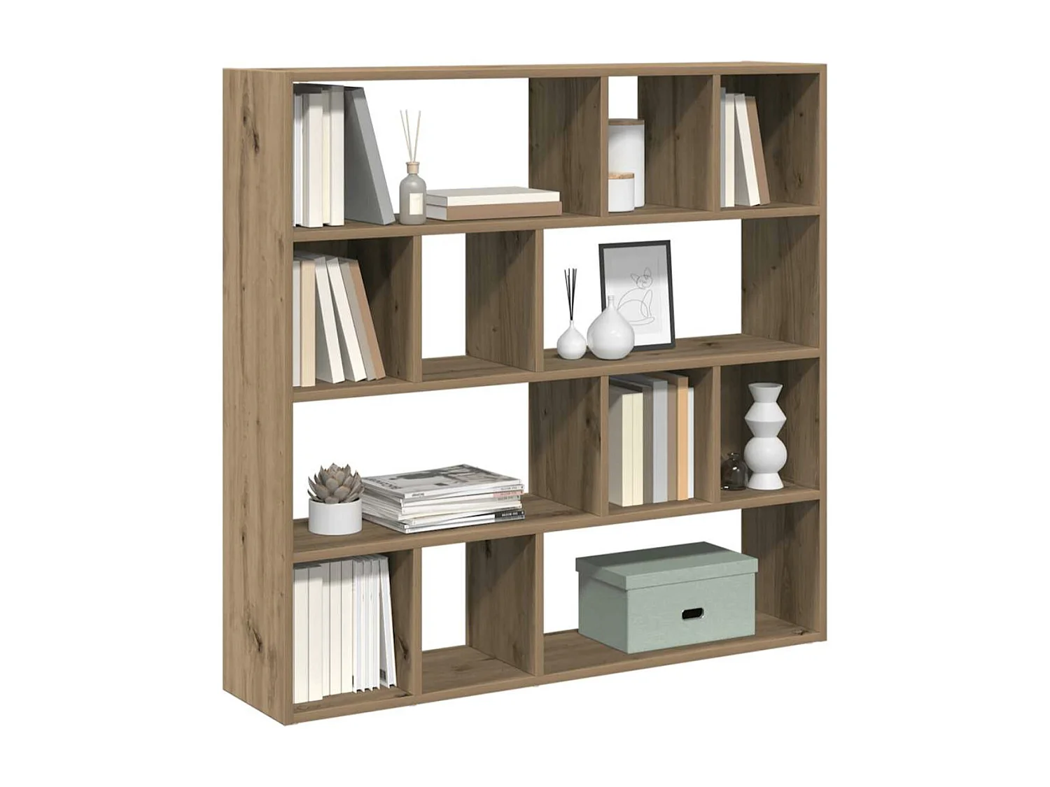 Bibliothèque séparateur en bois Vogua 105cm - Moderne et polyvalente-Marron noisette