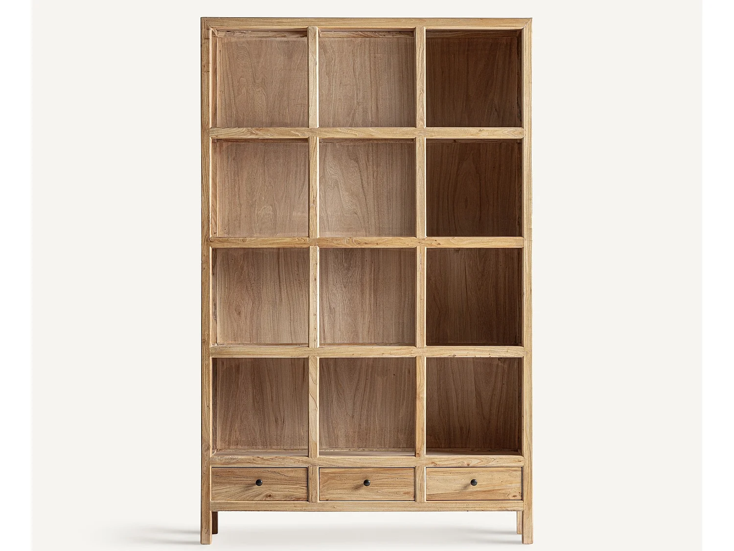 Bibliothèque modulable BRECEY – Style colonial, bois d’orme recyclé brun clair