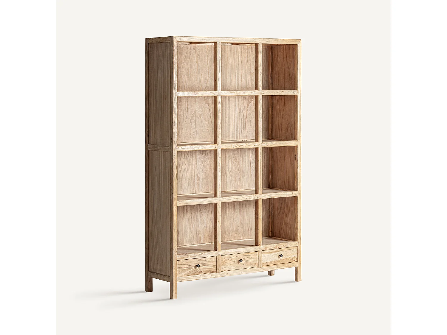 Bibliothèque modulable BRECEY – Style colonial, bois d’orme recyclé brun clair