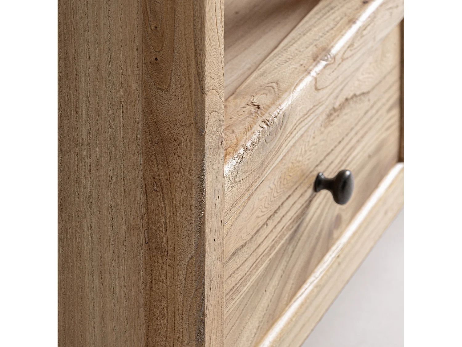 Bibliothèque modulable BRECEY – Style colonial, bois d’orme recyclé brun clair