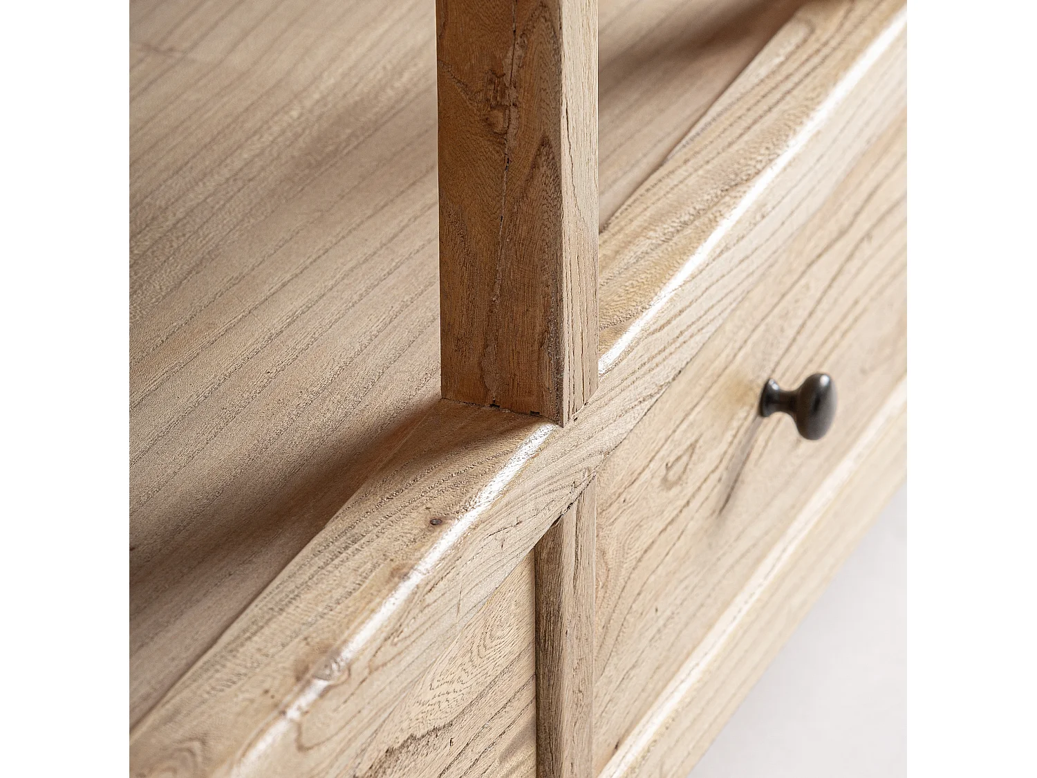 Bibliothèque modulable BRECEY – Style colonial, bois d’orme recyclé brun clair
