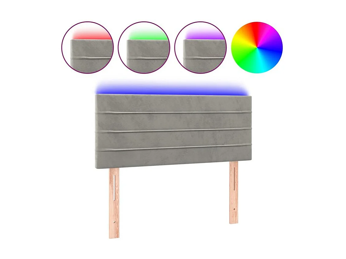Tête de lit à LED Gris clair 80x5x78-88 Velours