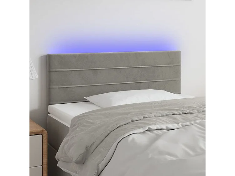 Tête de lit à LED Gris clair 80x5x78-88 Velours