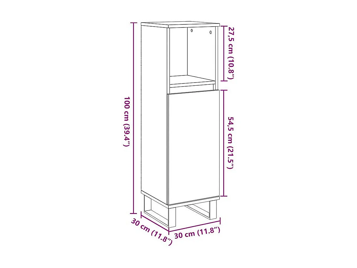 Armoire de salle de bain vieux bois 30x30x100 bois ingénierie