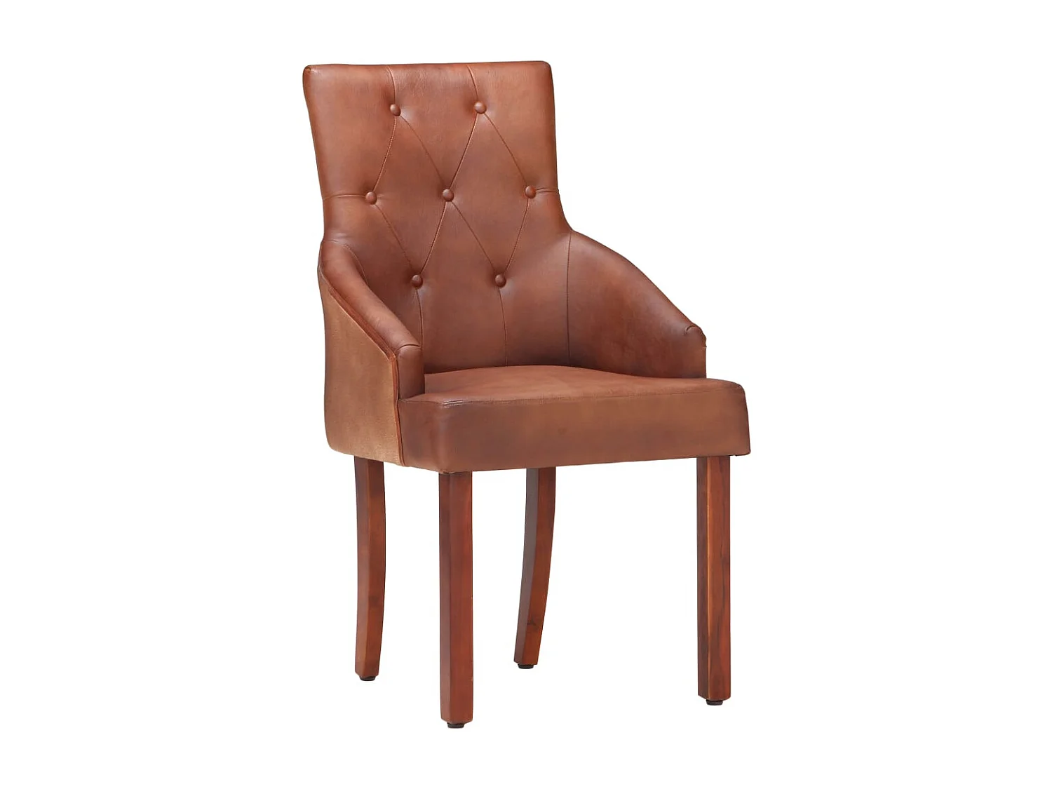 Chaise de salle à manger 2 pc Marron Cuir de chèvre véritable