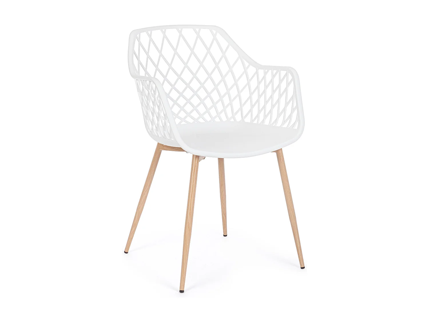 Lot de 4 chaise Optik - Polyvalente pour intérieur et éxtérieur-Blanc/Beige