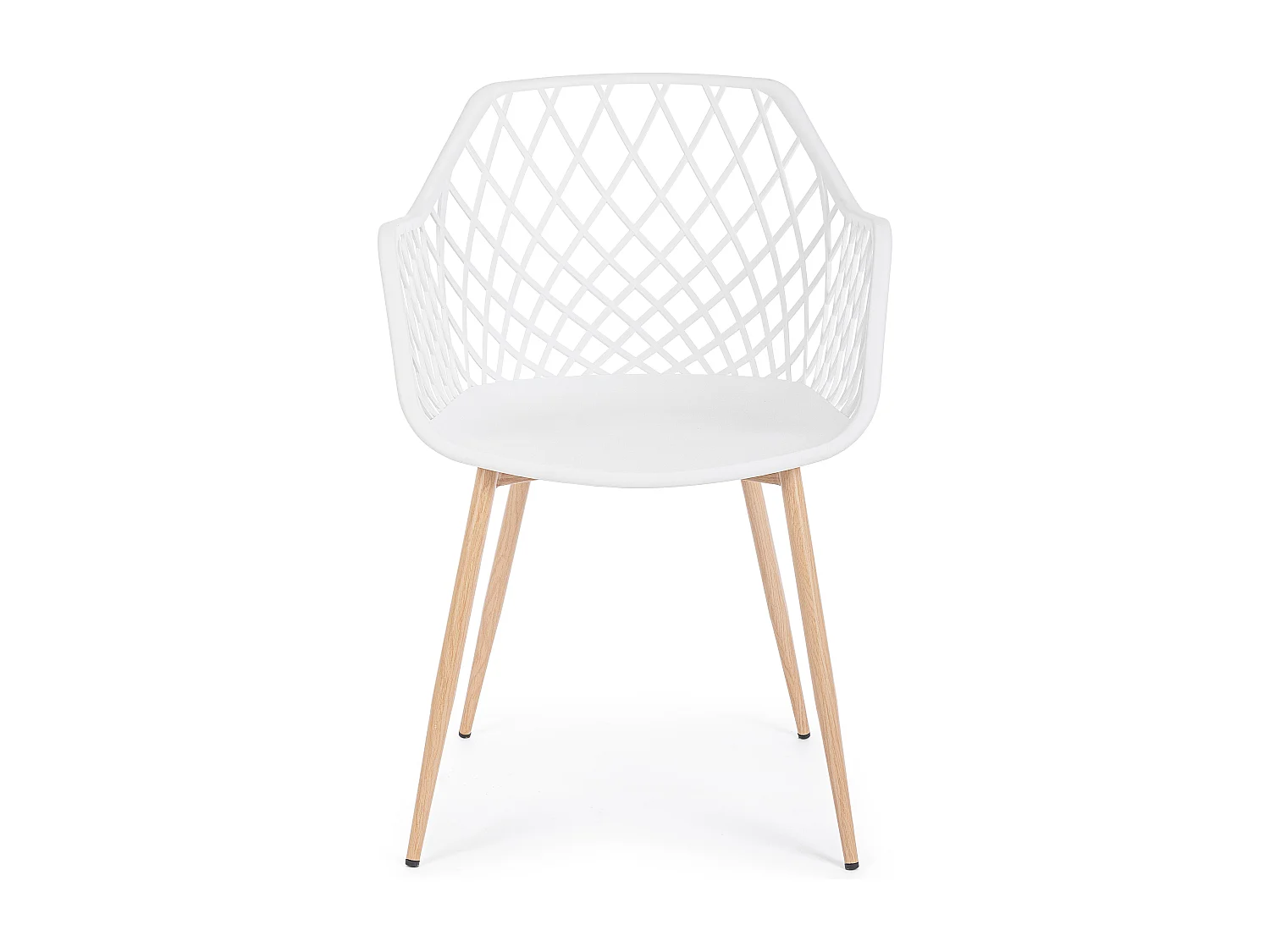 Lot de 4 chaise Optik - Polyvalente pour intérieur et éxtérieur-Blanc/Beige