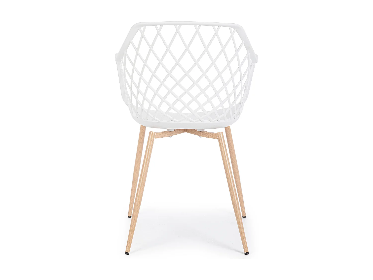 Lot de 4 chaise Optik - Polyvalente pour intérieur et éxtérieur-Blanc/Beige