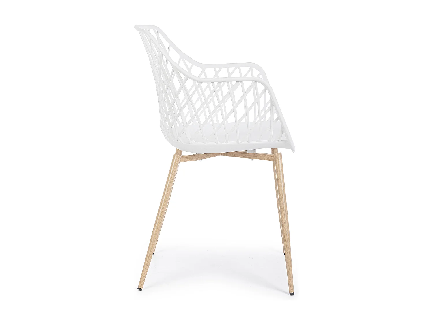 Lot de 4 chaise Optik - Polyvalente pour intérieur et éxtérieur-Blanc/Beige