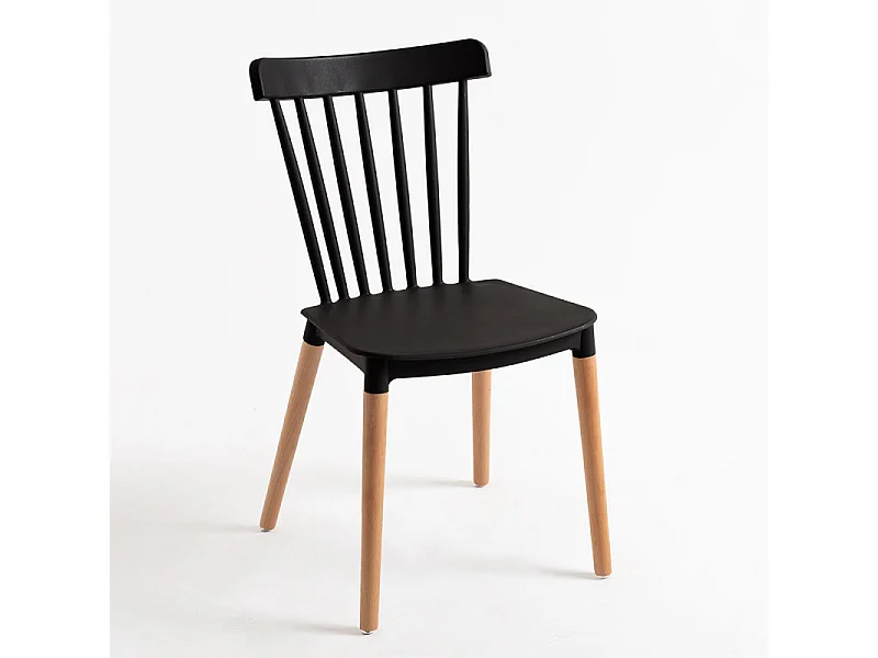 Chaise de cuisine Trina avec pied en métal effet naturel – Originale et fonctionnelle-Noir