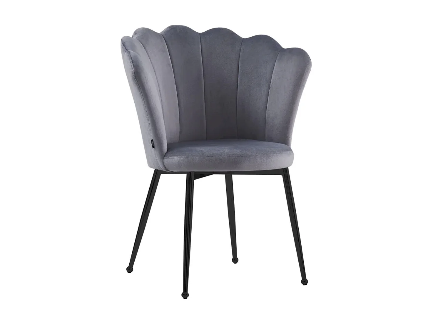 Chaise moderne velours et pied métal noir Pétale - Lot de 2-Gris