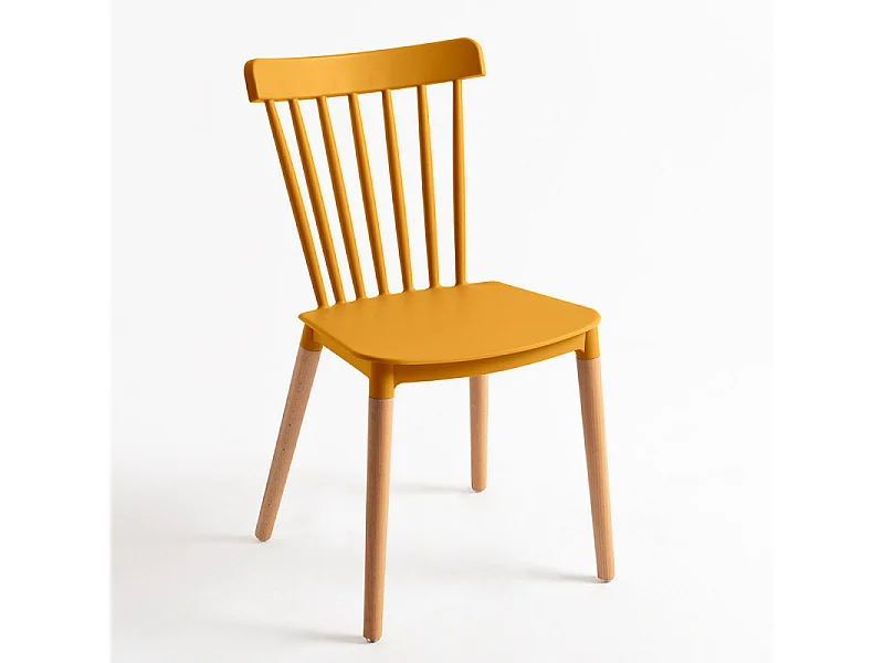 Chaise de cuisine Trina avec pied en métal effet naturel – Originale et fonctionnelle-Jaune curry