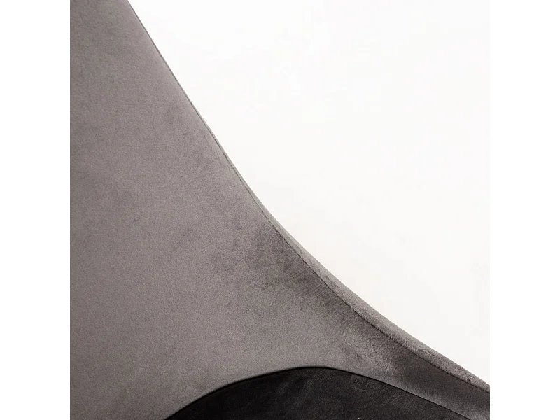 Silla moderna Kozak de terciopelo gris con patas de madera de haya natural - Lote de 2