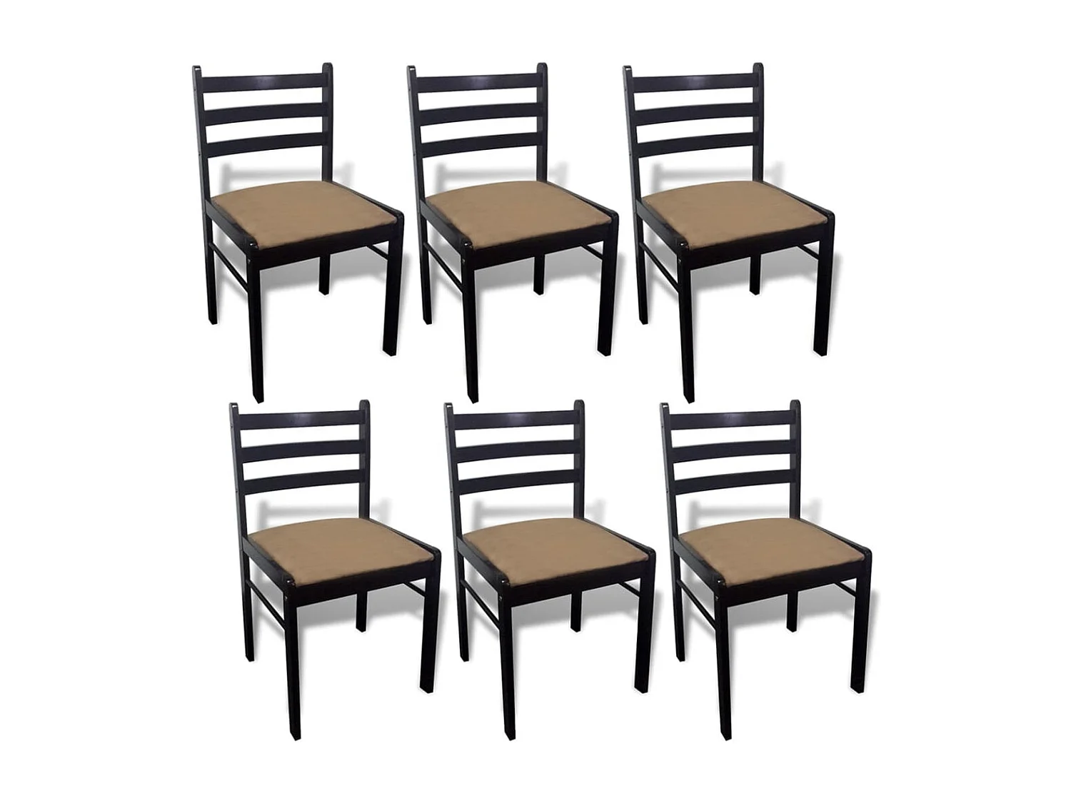 Chaise hévéa massif marron et aise tissu Yano - Lot de 6