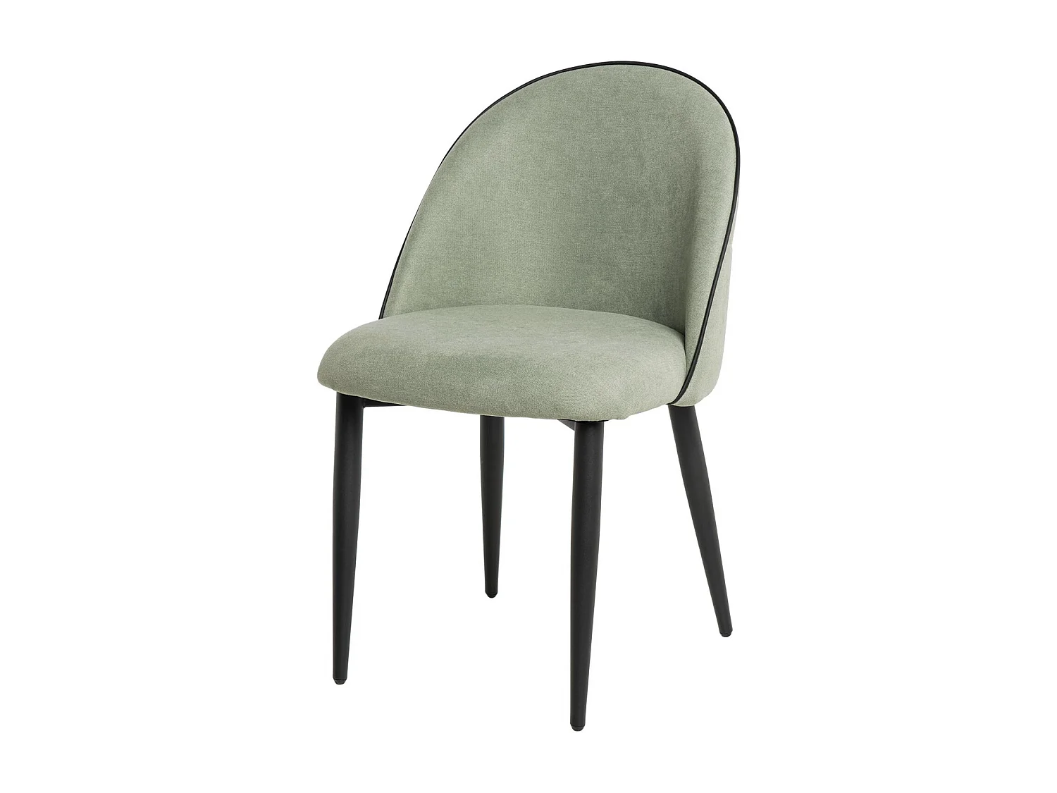 Chaise en velours confortable avec pied en métal noir Brika – Style moderne-Vert céladon