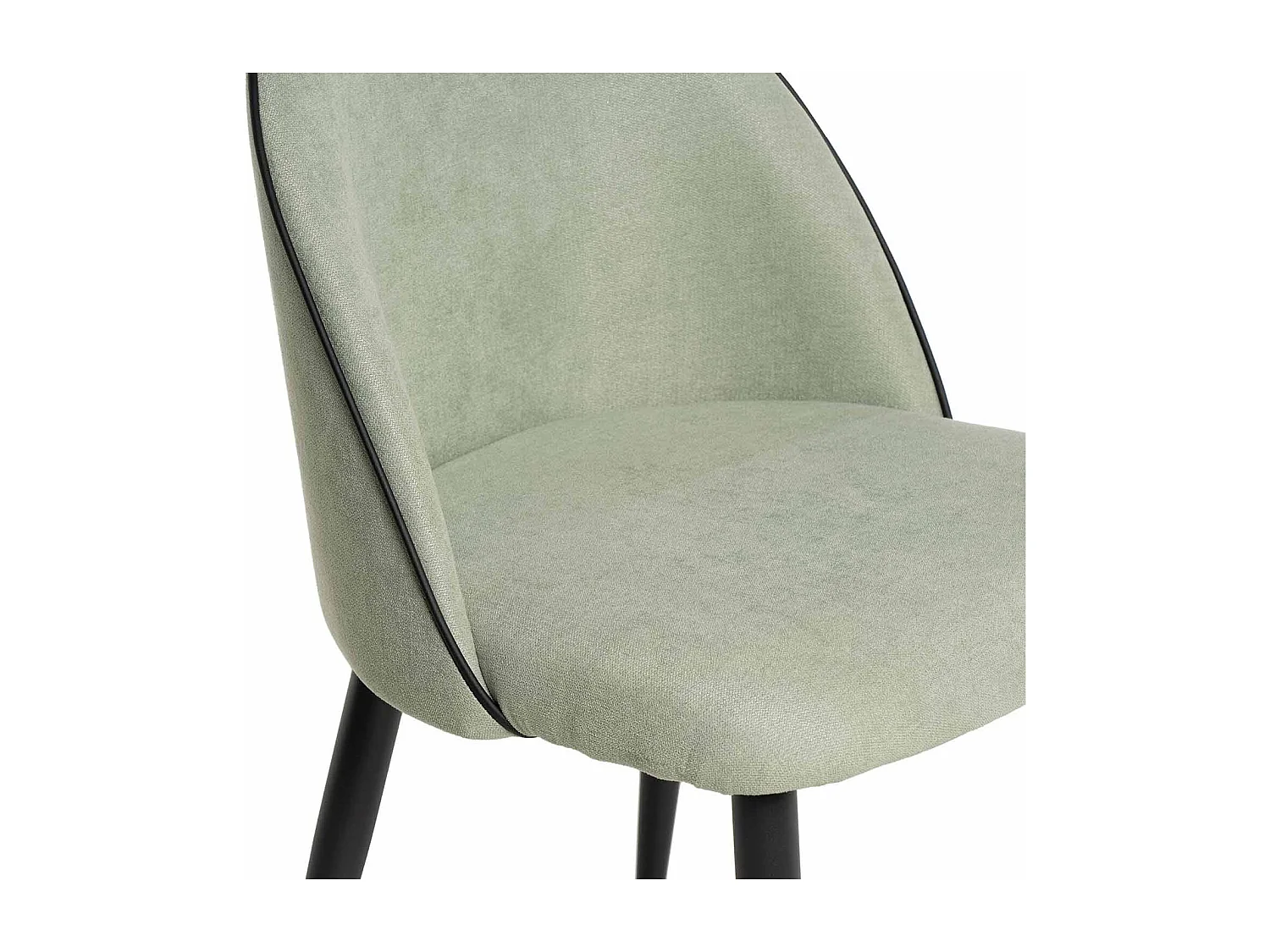 Chaise en velours confortable avec pied en métal noir Brika – Style moderne-Vert céladon
