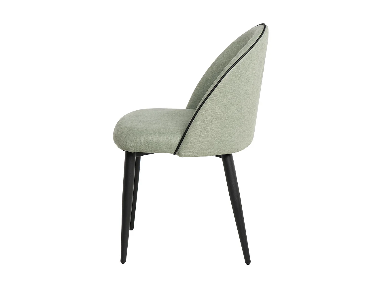 Chaise en velours confortable avec pied en métal noir Brika – Style moderne-Vert céladon