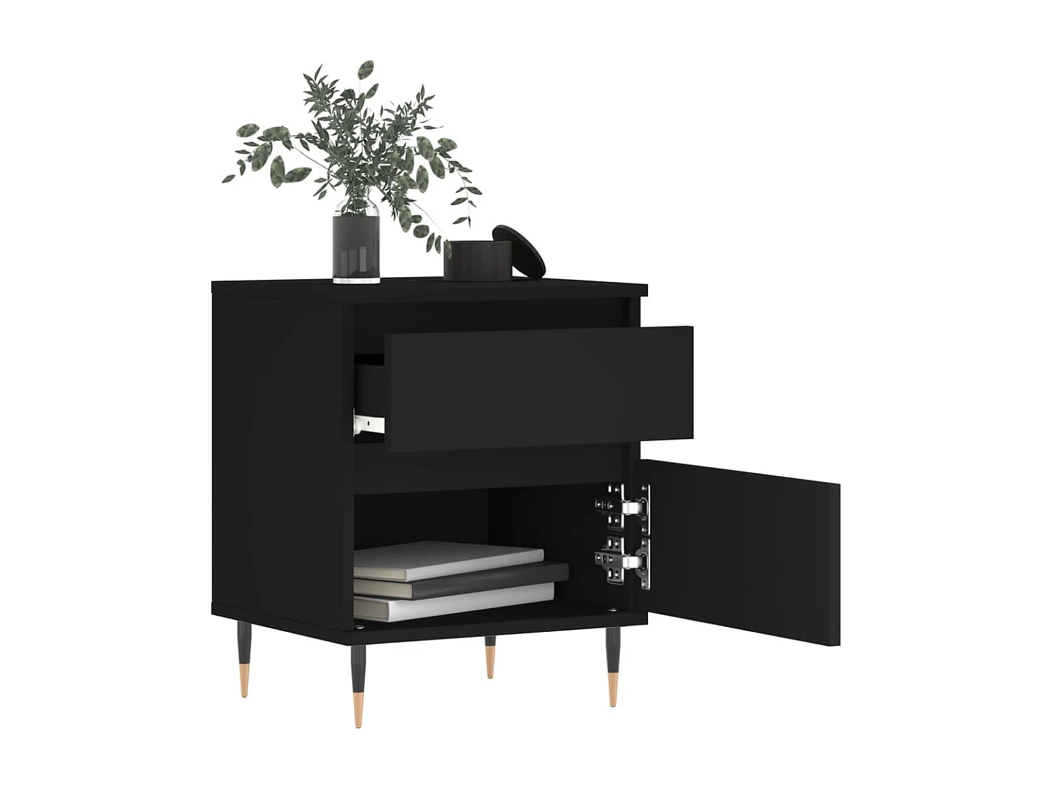 Table de chevet Noir 40x35x50 Bois d’ingénierie