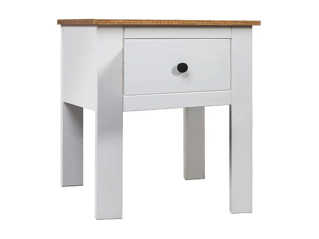 Table de chevet 1 tiroir pin massif blanc et clair Iris