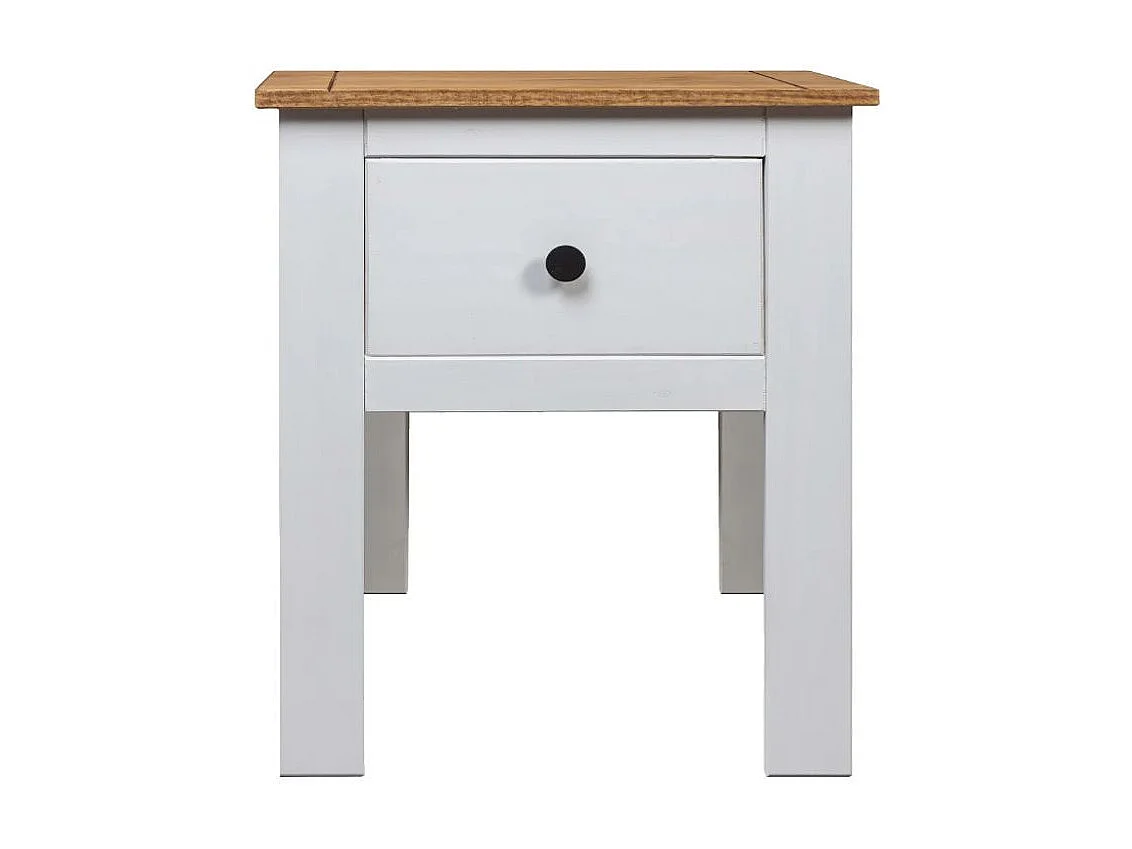 Table de chevet 1 tiroir pin massif blanc et clair Iris