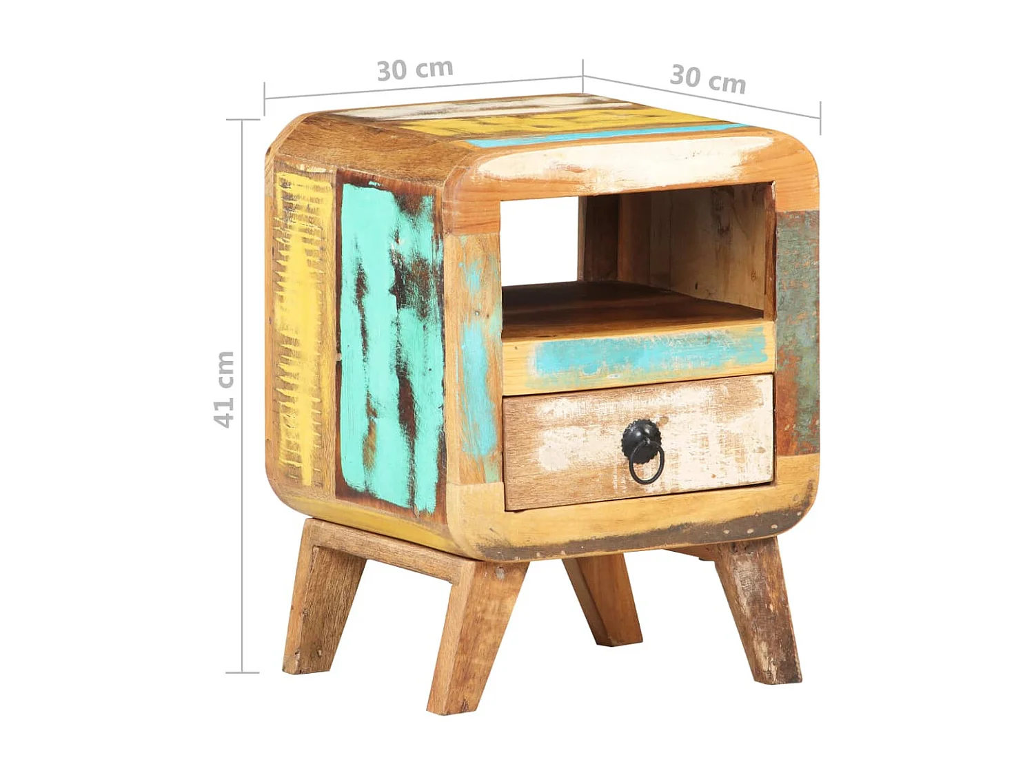 Table de chevet 30x30x41 Bois de récupération massif
