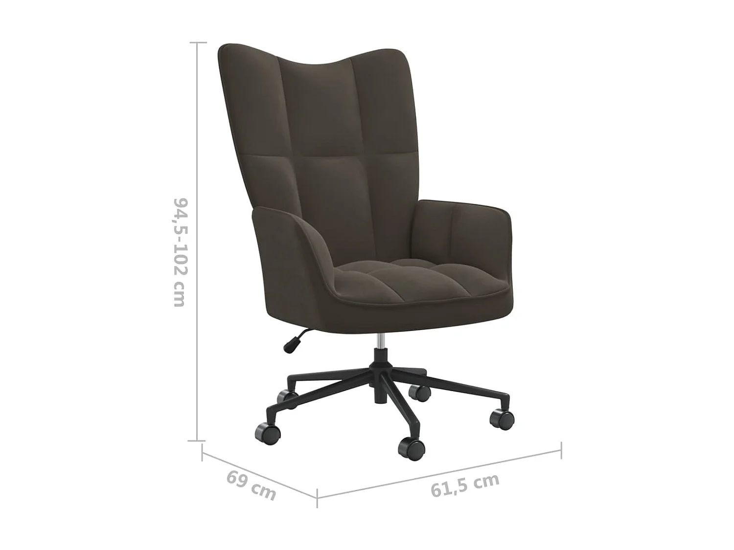 Chaise de relaxation Gris foncé Velours 4