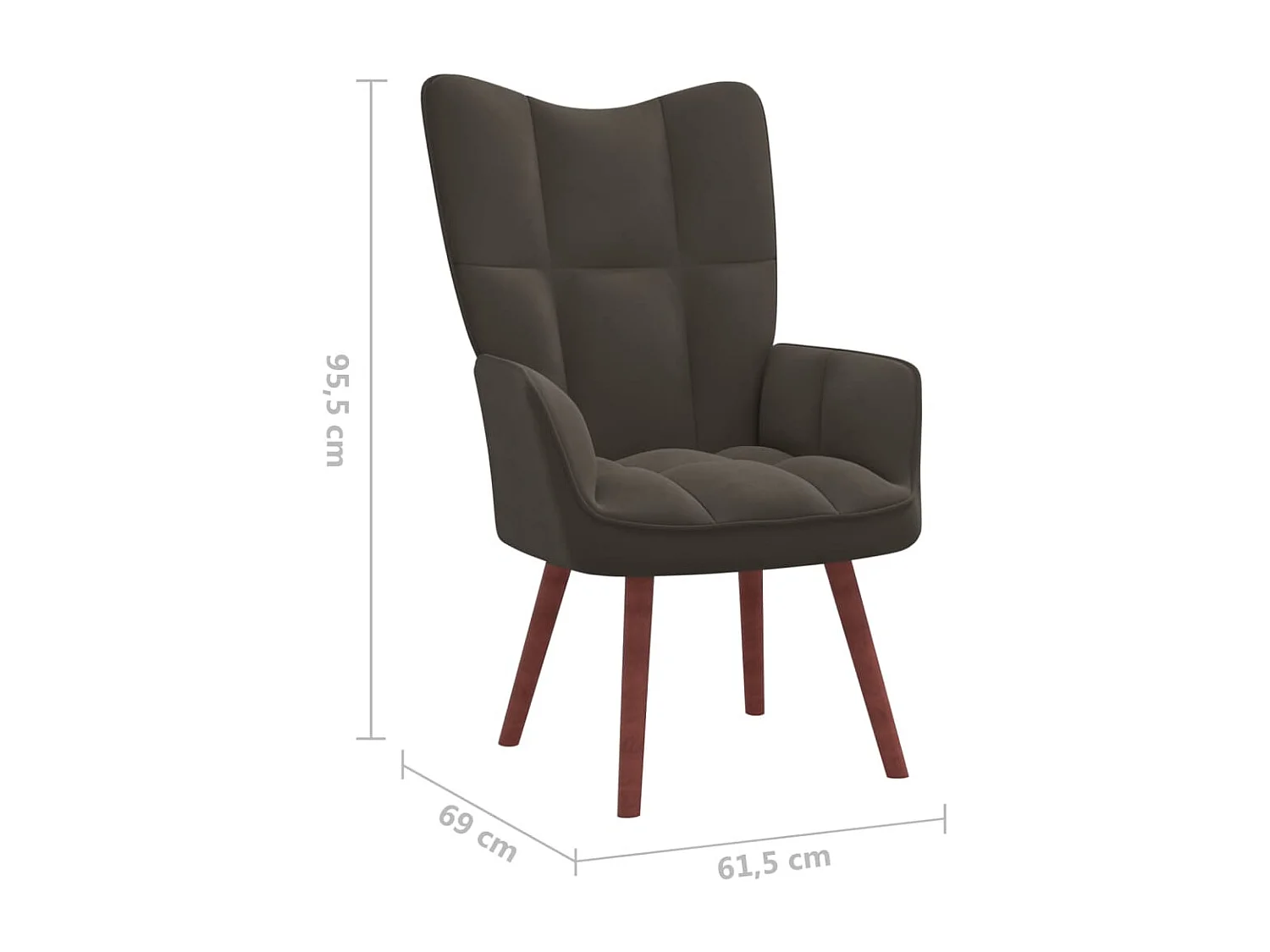 Chaise de relaxation Gris foncé Velours 3