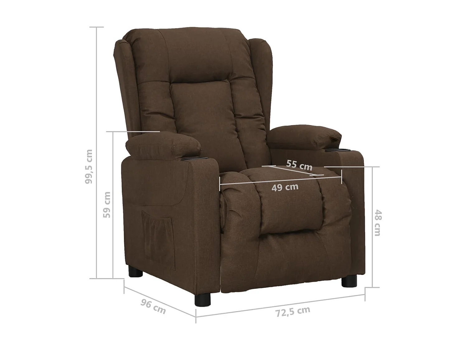 Fauteuil inclinable Marron Tissu 7