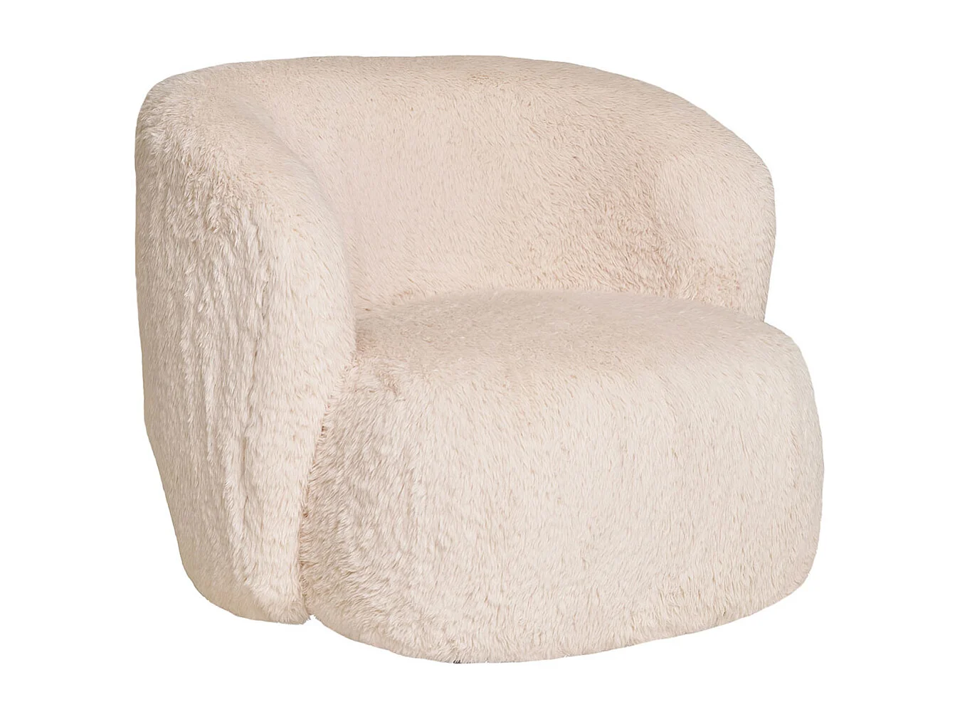 Fauteuil tissu texturé doux crème ANDY – Douceur ronde et design compact