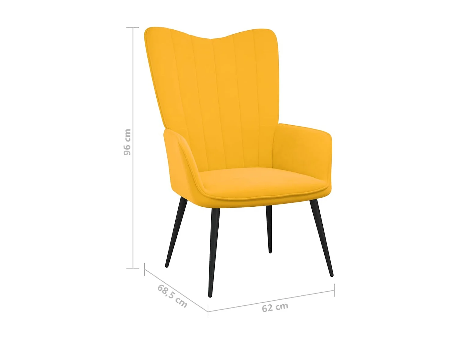 Chaise de relaxation Jaune moutarde Velours 6