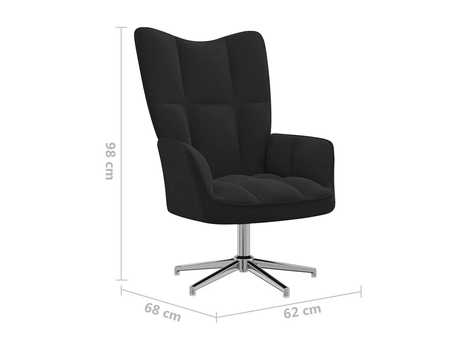 Chaise de relaxation Noir Velours 6