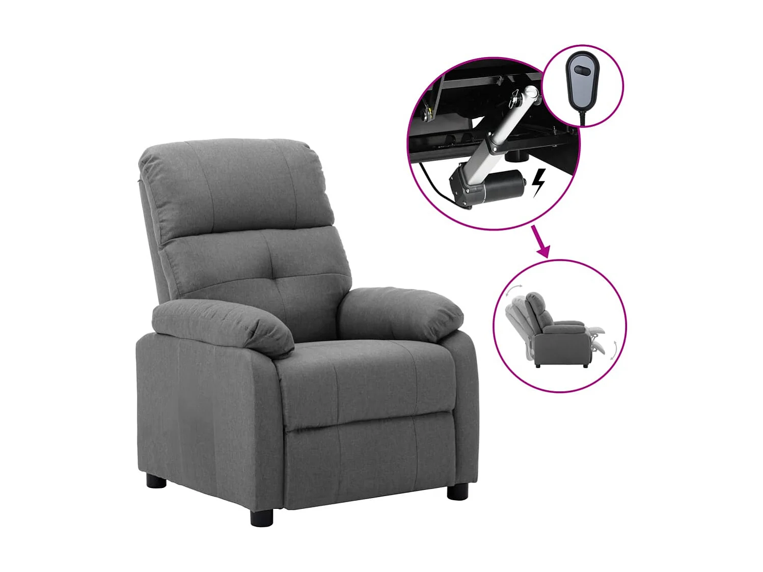 Fauteuil inclinable électrique Gris clair Tissu 6