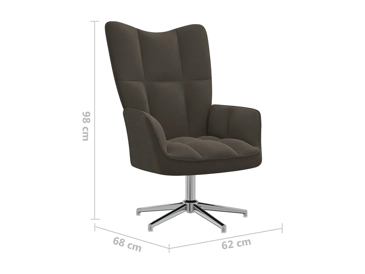 Chaise de relaxation Gris foncé Velours 6