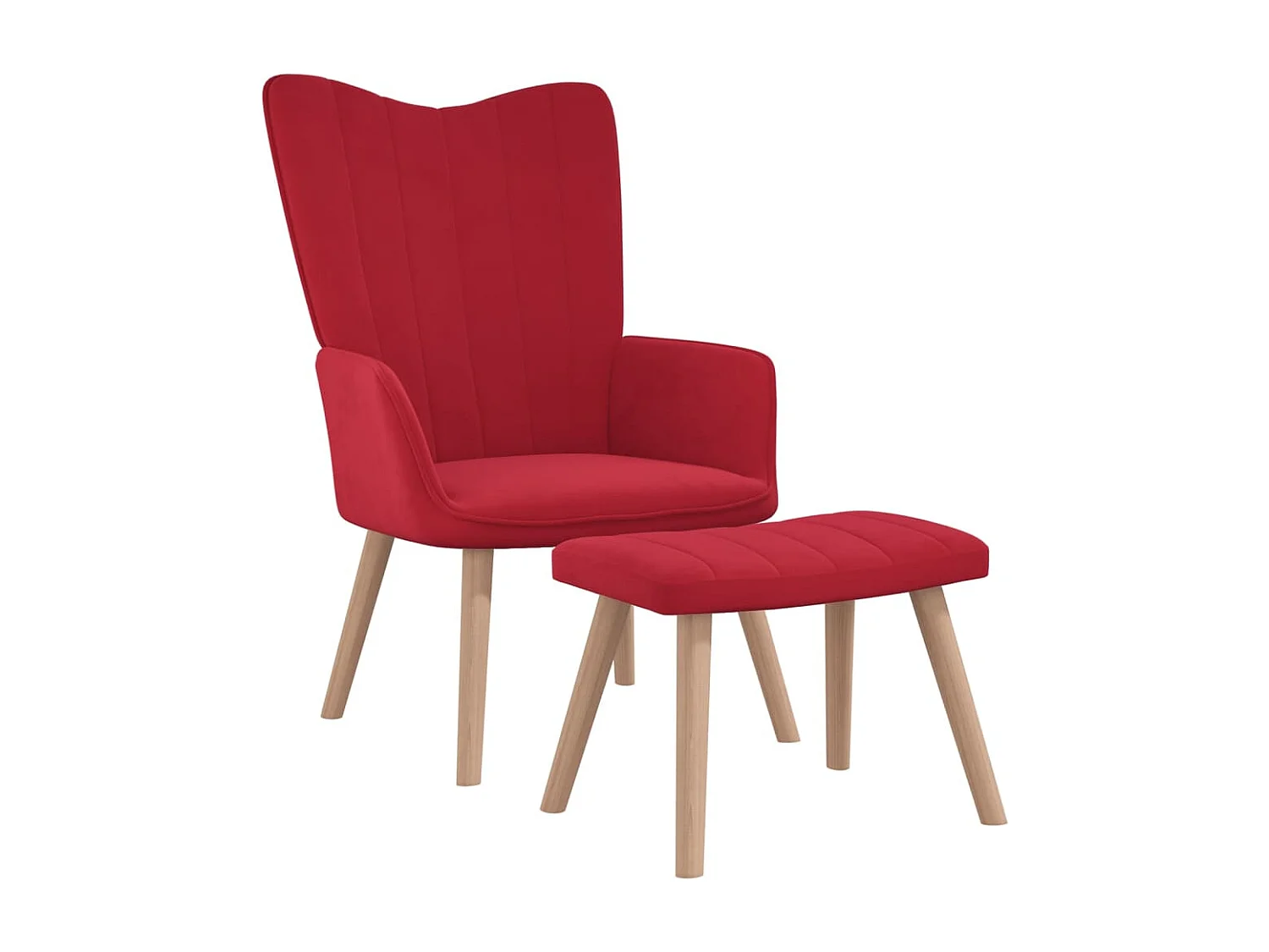 Chaise de relaxation avec repose-pied Rouge bordeaux Velours 5