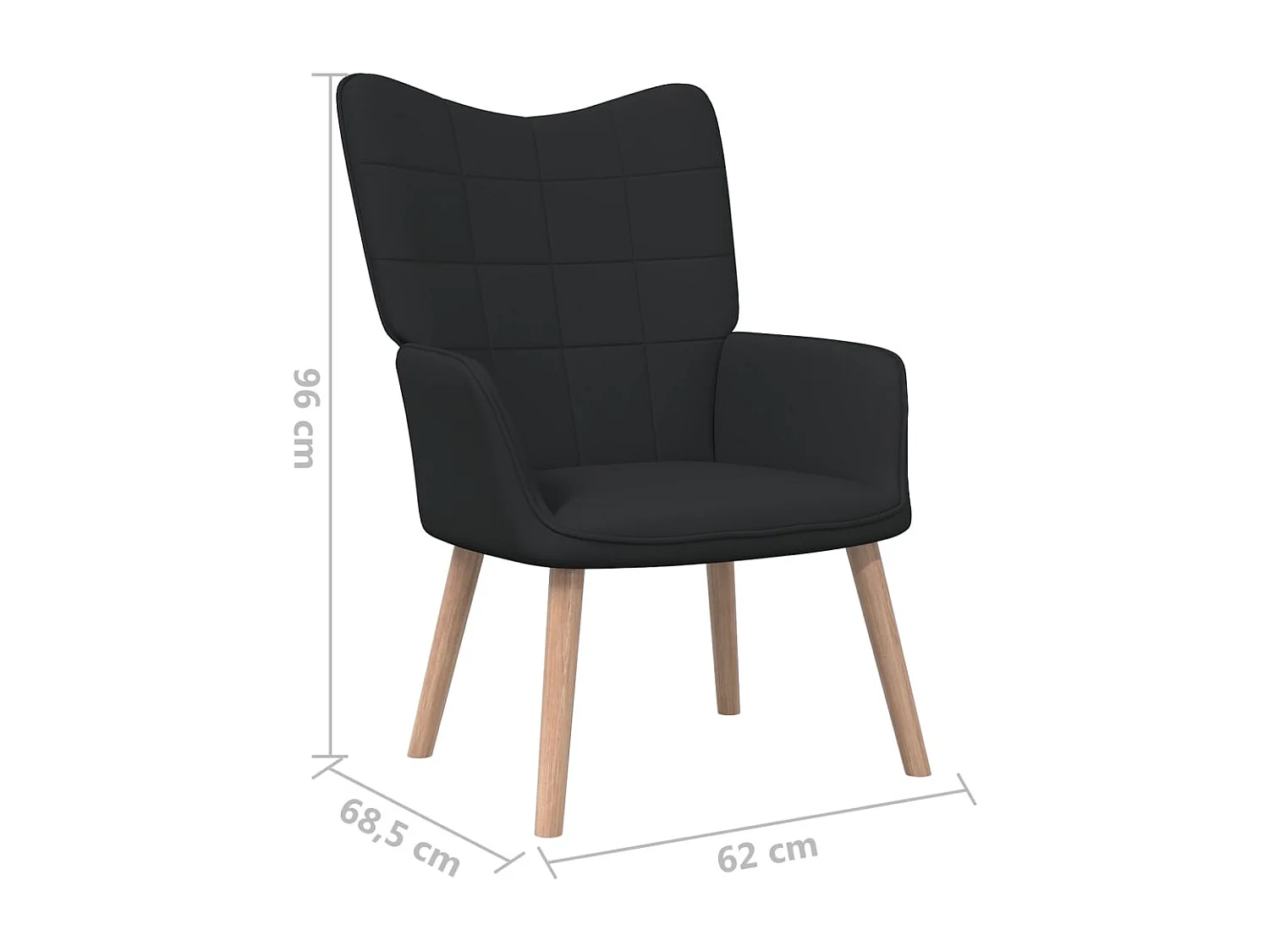 Chaise de relaxation 62x68,5x96 Noir Tissu 3