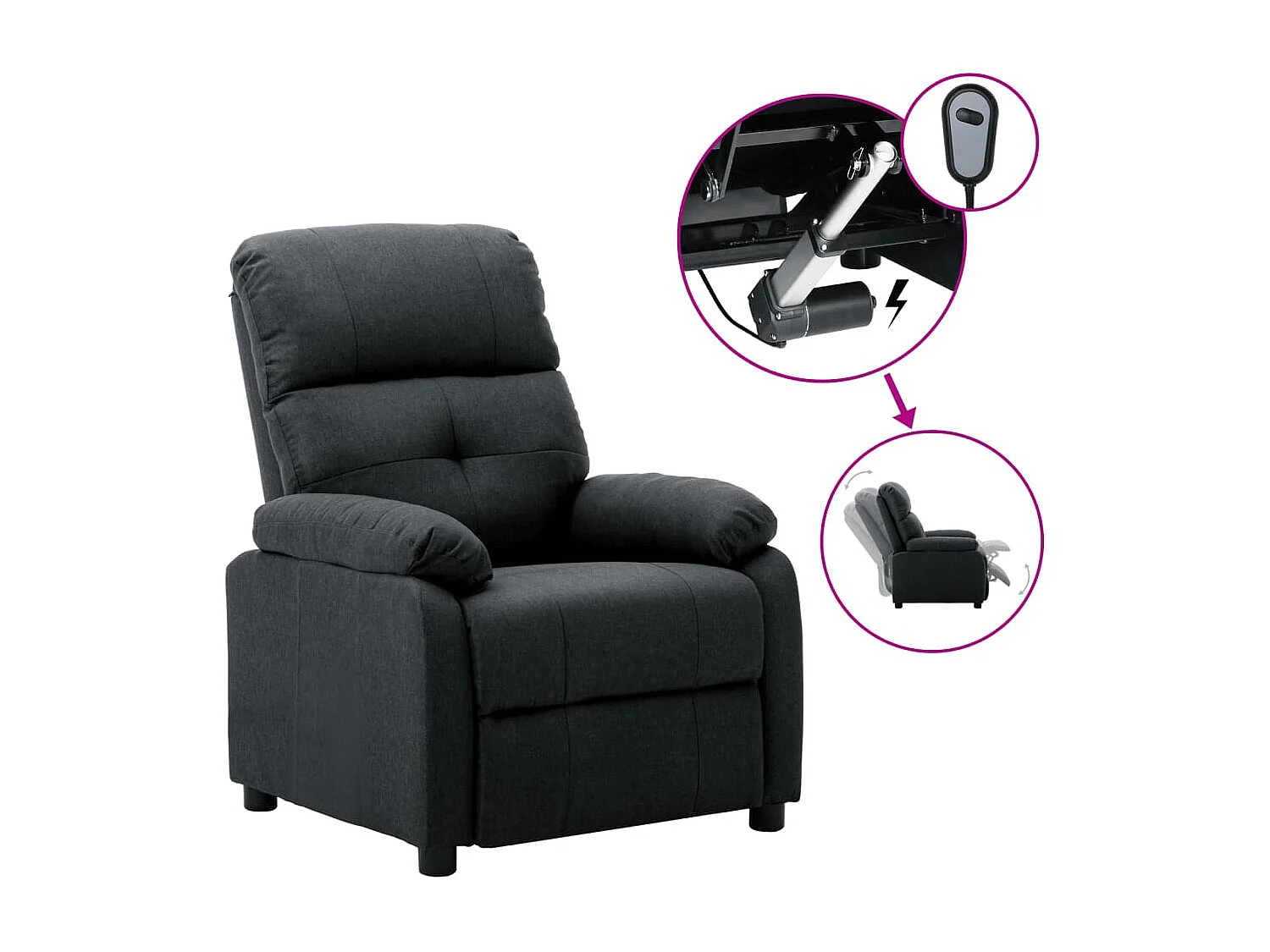 Fauteuil inclinable électrique Gris foncé Tissu 3