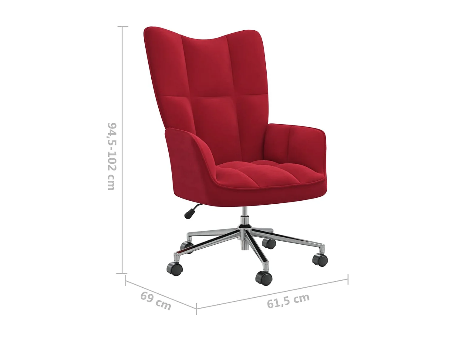 Chaise de relaxation Rouge bordeaux Velours 5